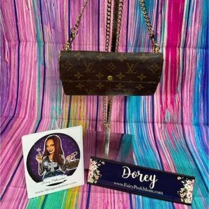 Louis Vuitton Wallet Converted to Crossbody with Chain Authentic